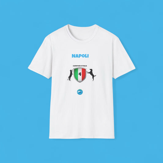 T-Shirt Unisex Napoli 4° Scudetto - Design Esclusivo Cane & Gatto per adulti