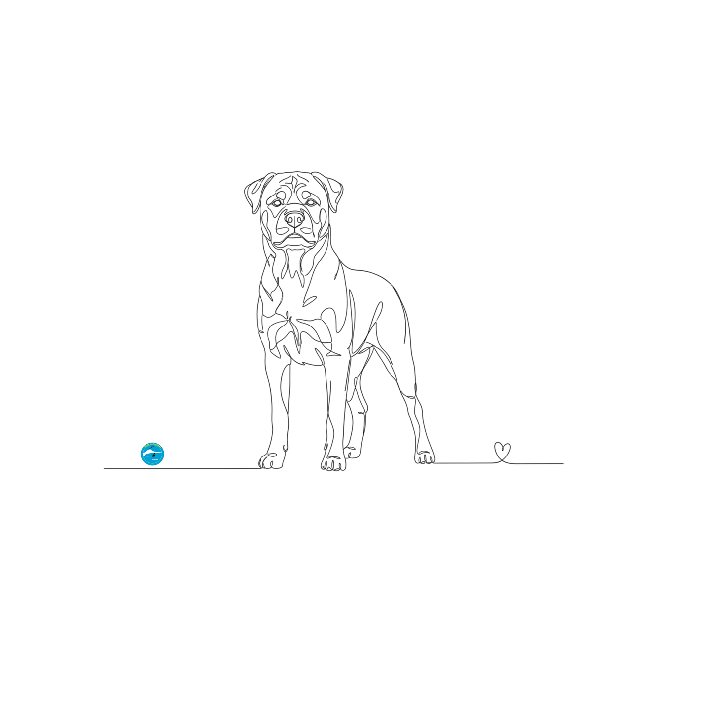 T-Shirt Unisex cotone biologico - Rottweiler e cuore - Line Art