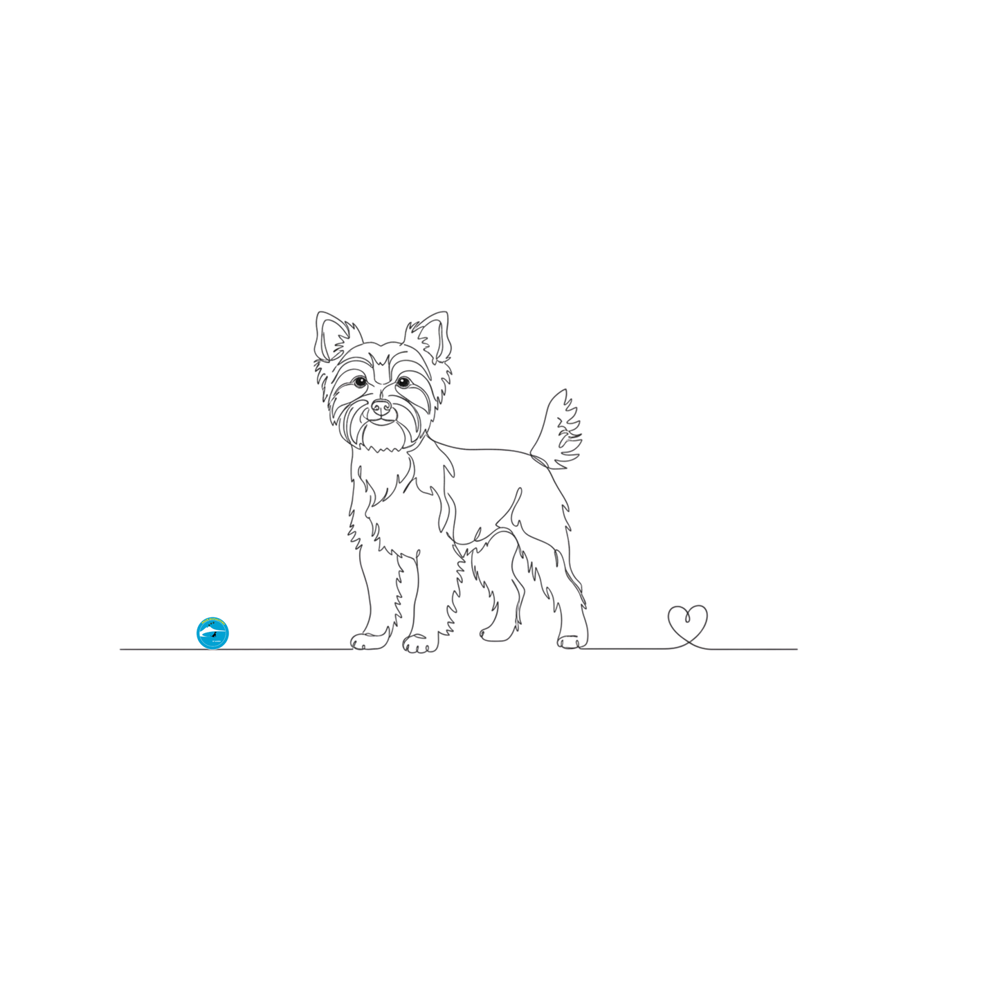 Felpa Unisex con Cappuccio - Yorkshire Terrier e cuore - Line Art