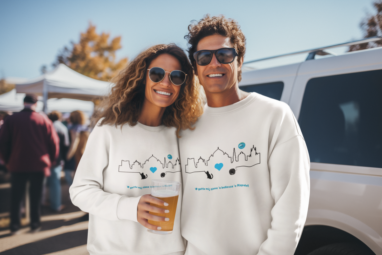 Felpa Girocollo Unisex "Napoli Skyline" - Caldo Misto Cotone Etico