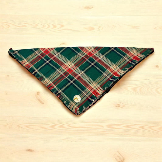 calda bandana tartan verde sfrangiata per cani 