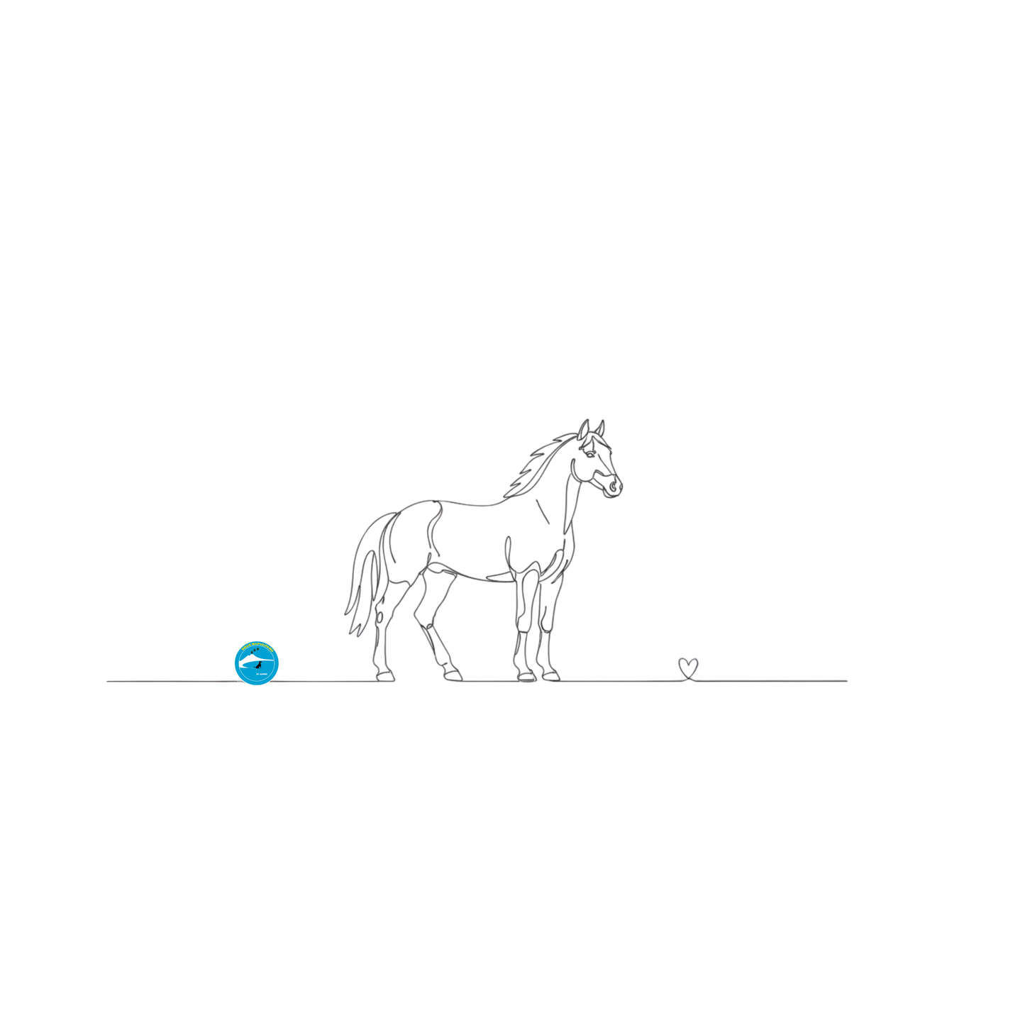 T-Shirt Unisex cotone biologico - Cavallo e cuore - Line Art