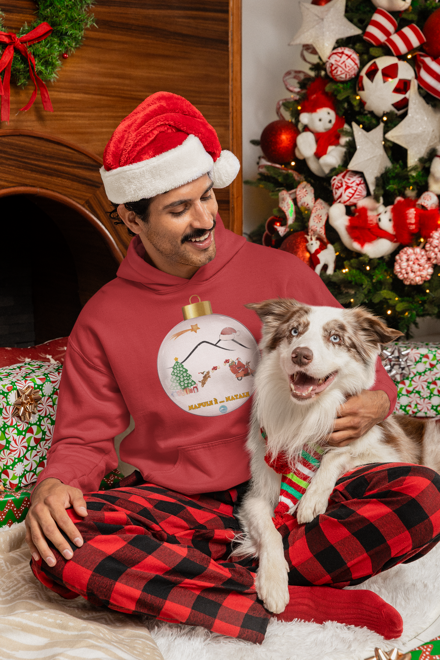 Felpa unisex Natalizia con cappuccio “Napule è” per adulti