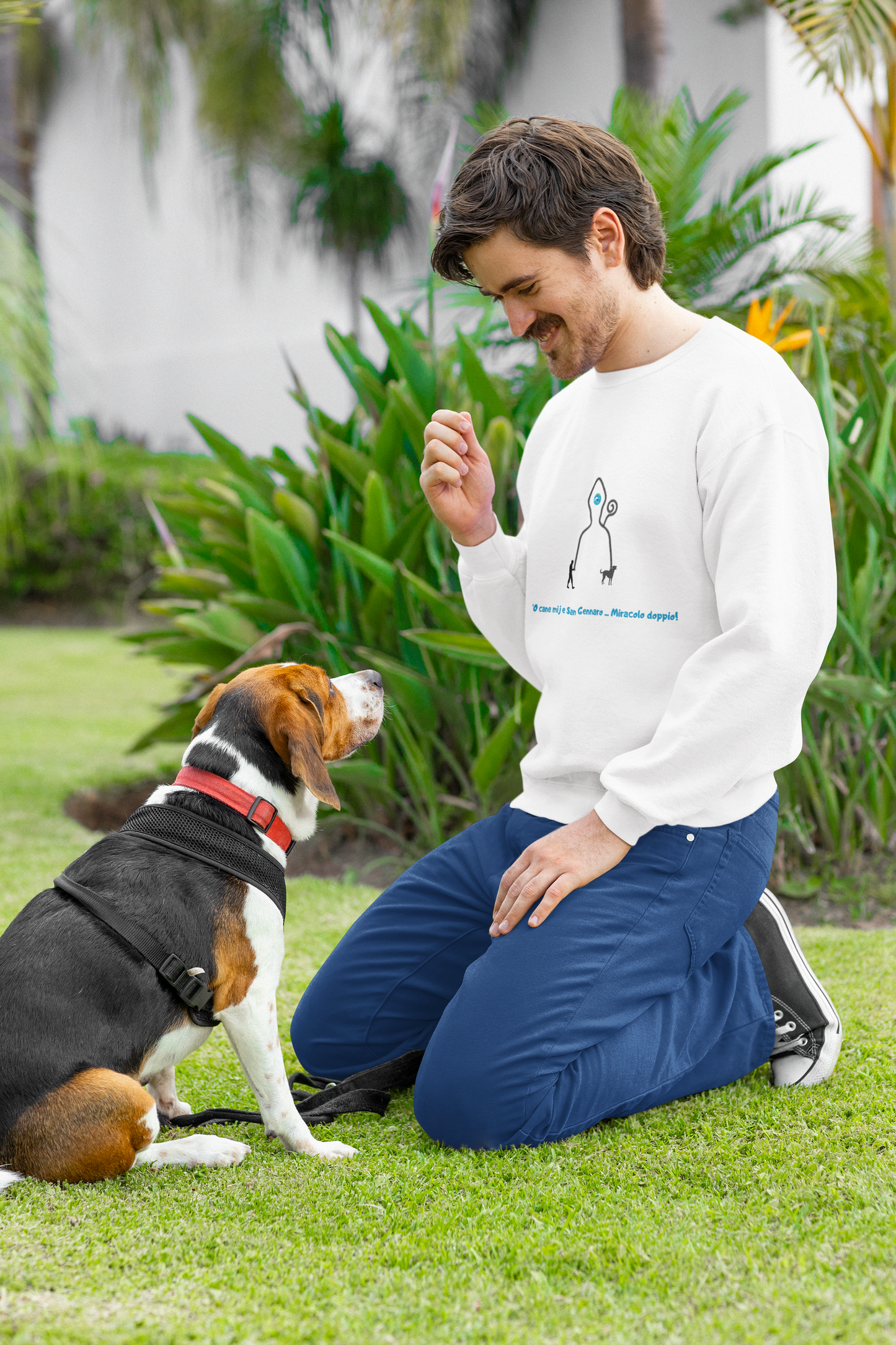 Felpa Girocollo Unisex "Uomo, San Gennaro, e Cane" – Comfort Etico & Design Esclusivo