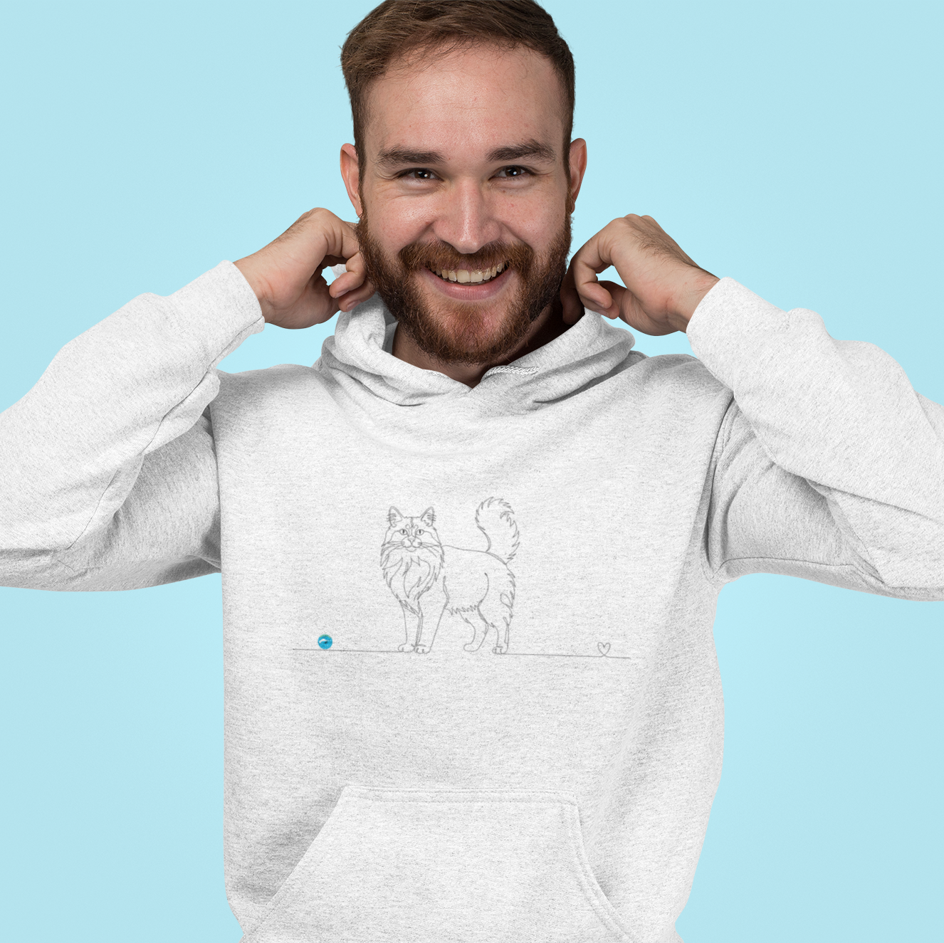 felpa con gatto a pelo lungo