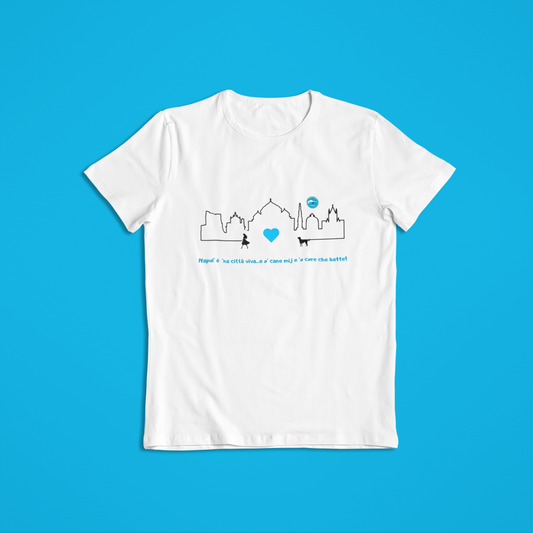 T-Shirt Donna "Napoli Skyline & Cane" – 100% Cotone Etico & Design Esclusivo