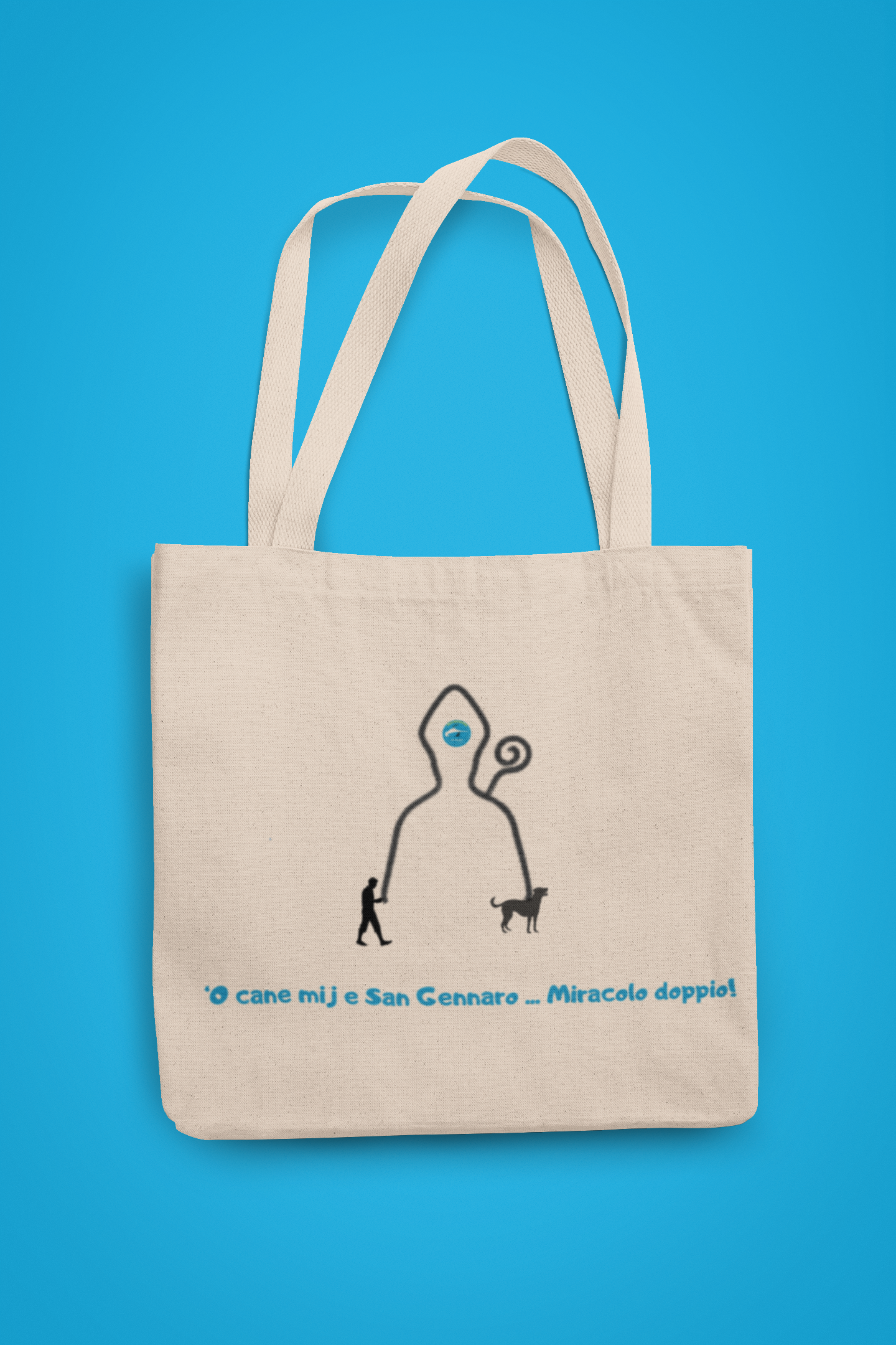 Borsa Tote per uomo Riciclata "San Gennaro & Cane" – Design Esclusivo & 80% Cotone Eco