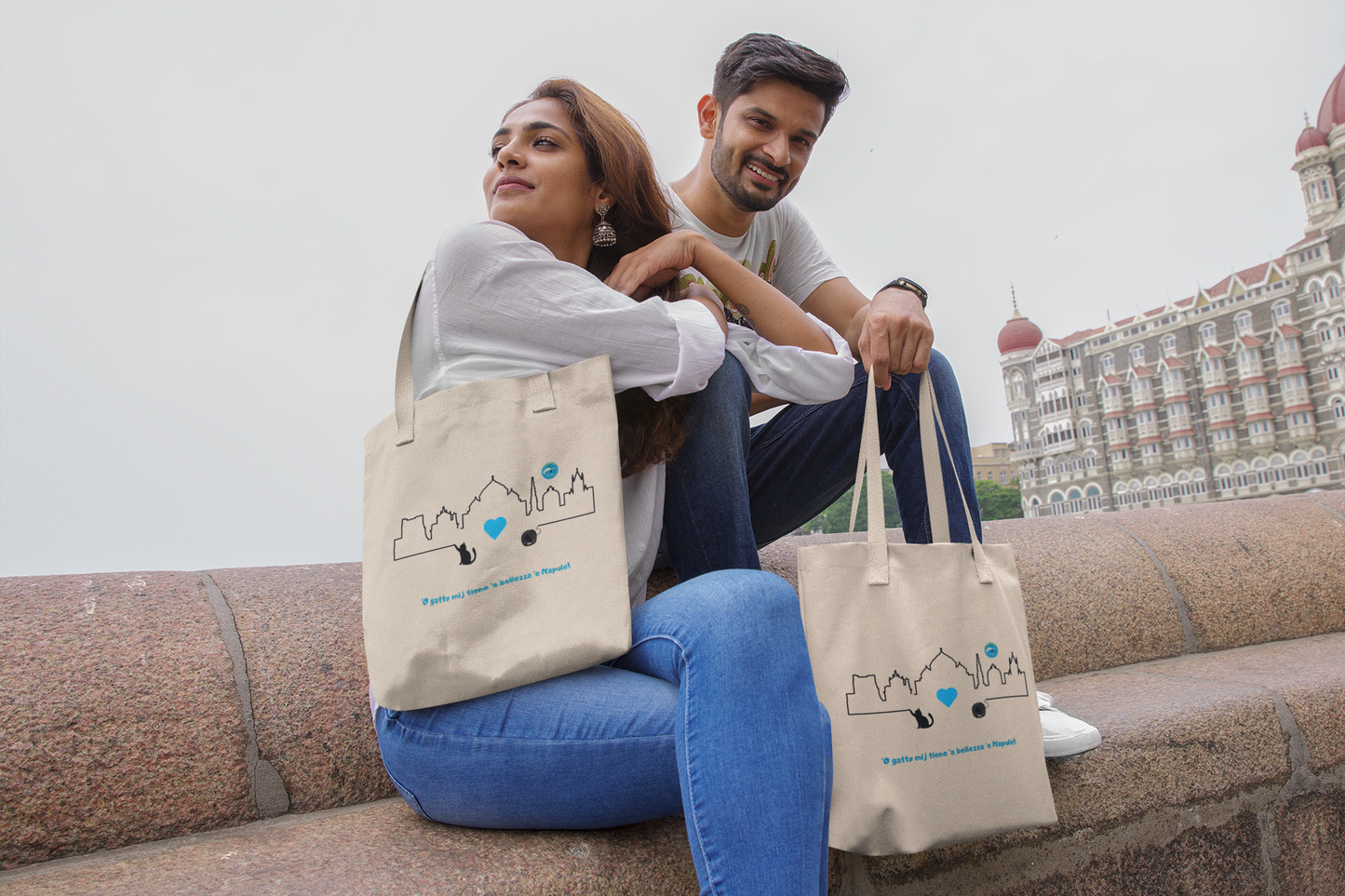 Borsa Tote Shopper "Napoli Skyline" - 100% Cotone Eco-Friendly & Design Esclusivo