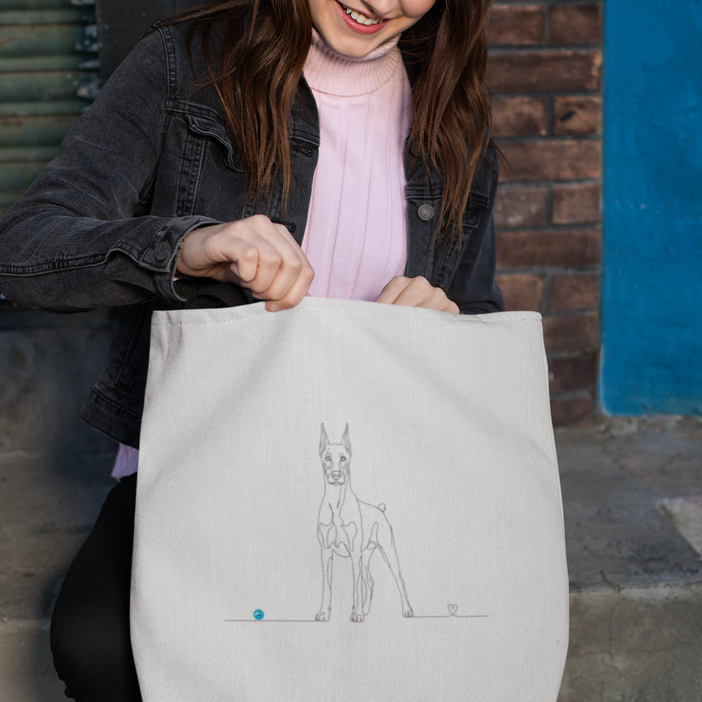Borsa eco-friendly - Dobermann e cuore - Line Art