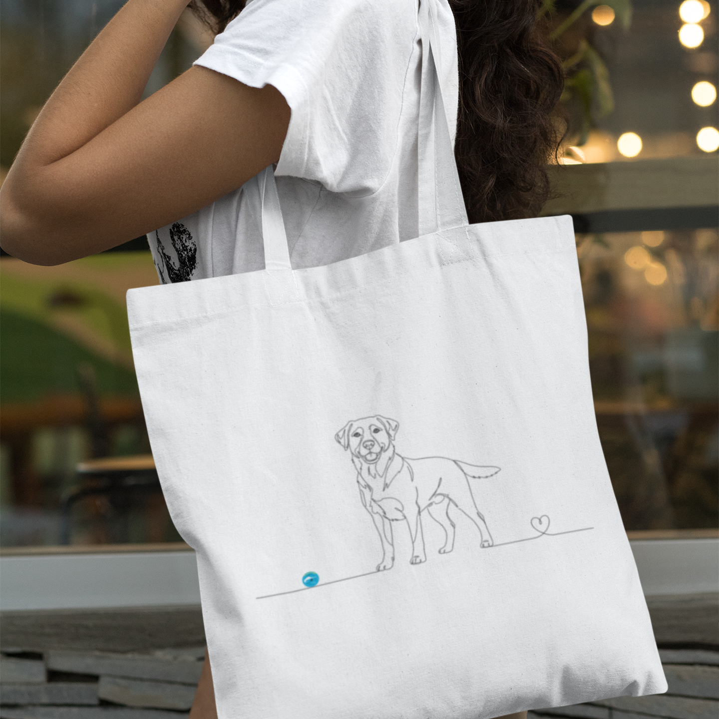 Borsa eco-friendly -  Labrador e cuore - Line Art