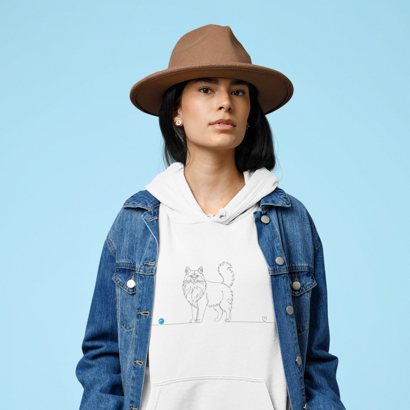 felpa con gatto a pelo lungo