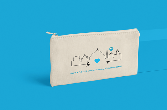 Astuccio donna Riciclato "Napoli Skyline  & Cane" – Design Esclusivo & 80% Cotone Eco
