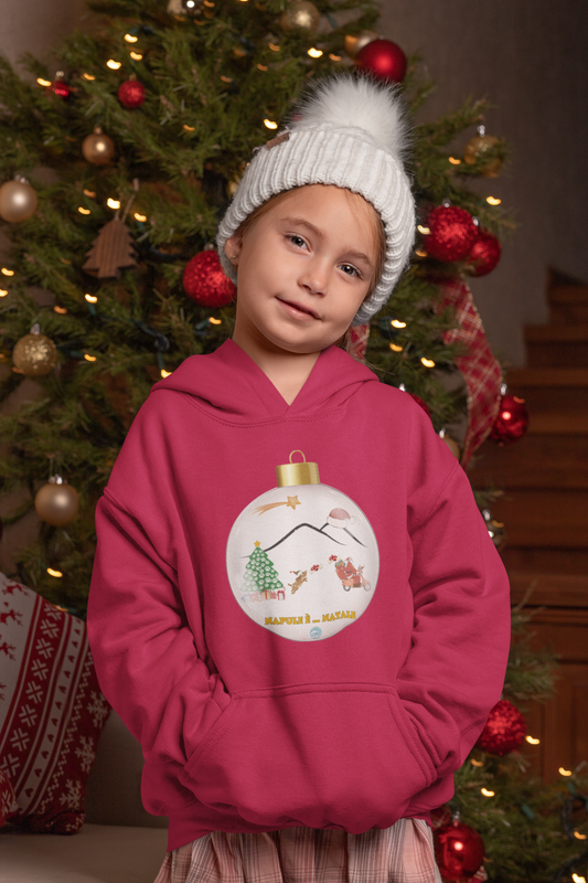 Felpa unisex Natalizia con cappuccio “Napule è ..Natale” per bambini