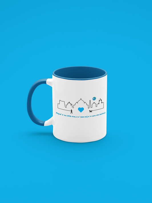 Tazza Bicolore uomo 33cl "Napoli Skyline & Cane" – Ceramica, Funzionale & Design Esclusivo