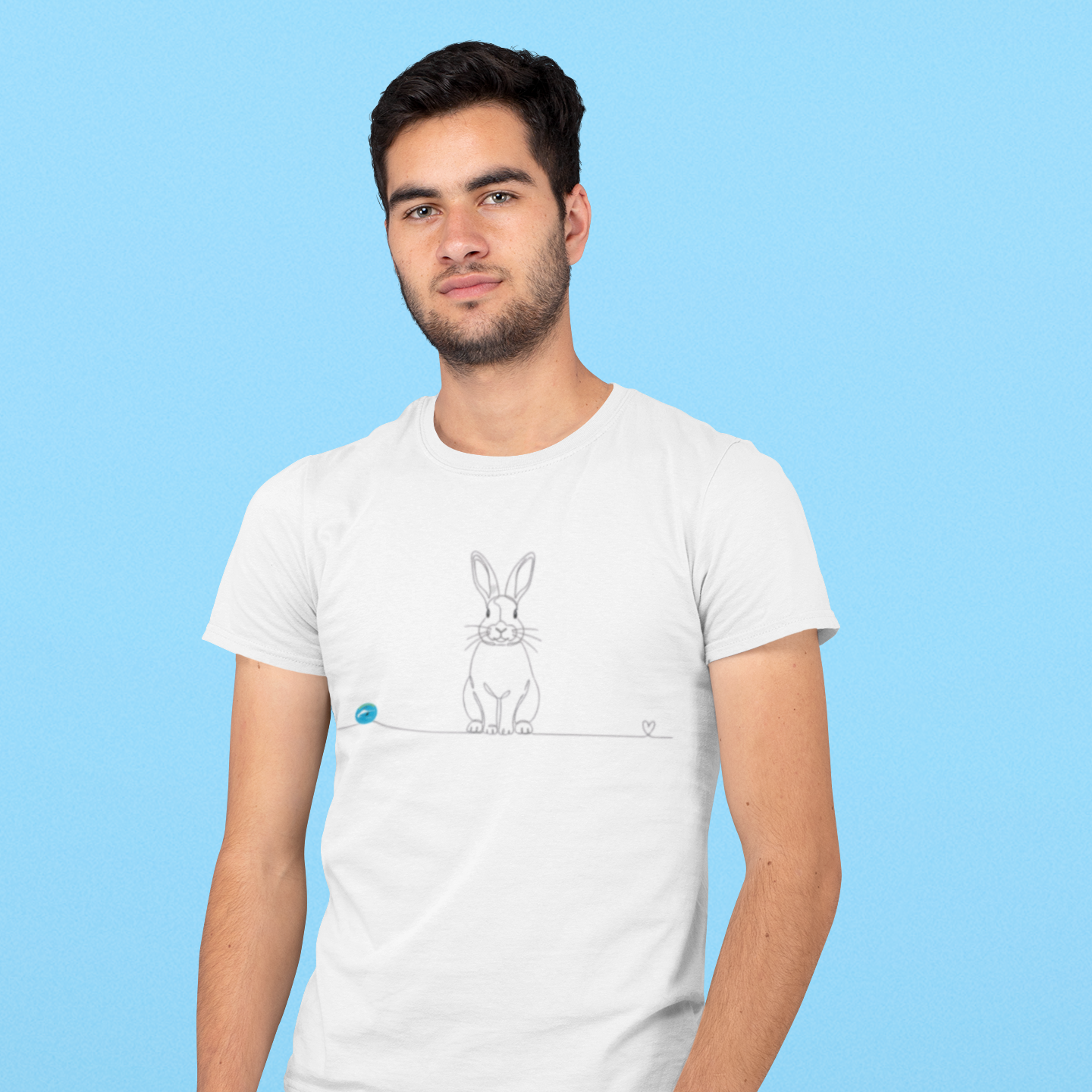 t-shirt con coniglio line art 