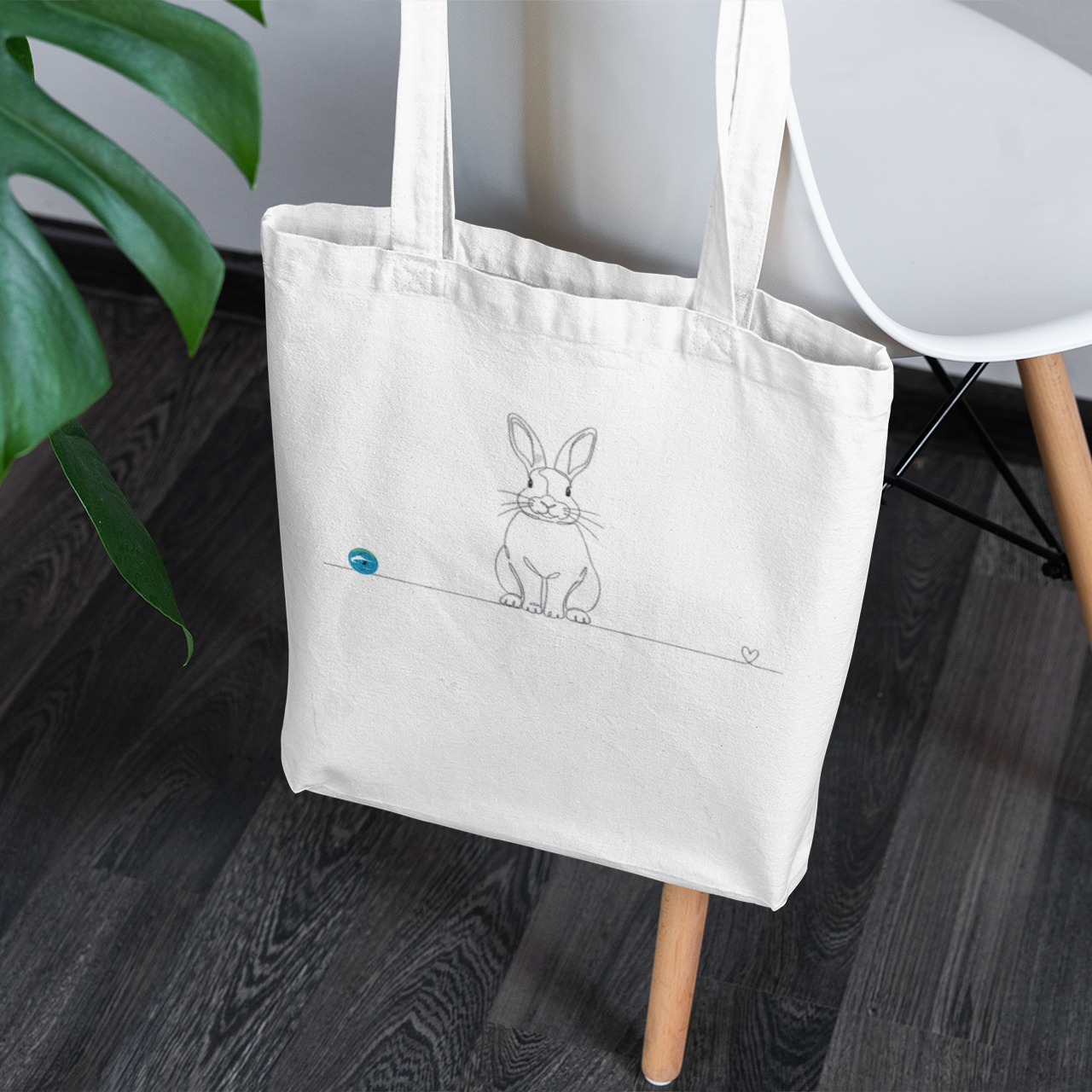 borsa con coniglio line art