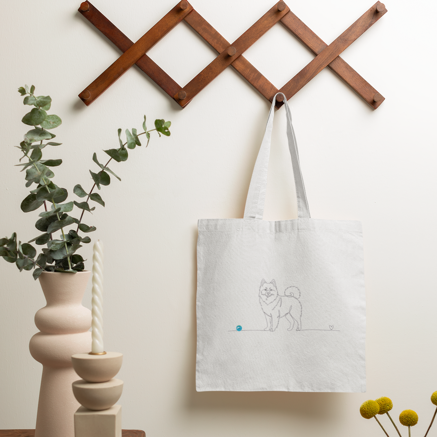 Borsa cotone eco-friendly - Spitz di Pomerania - Line Art