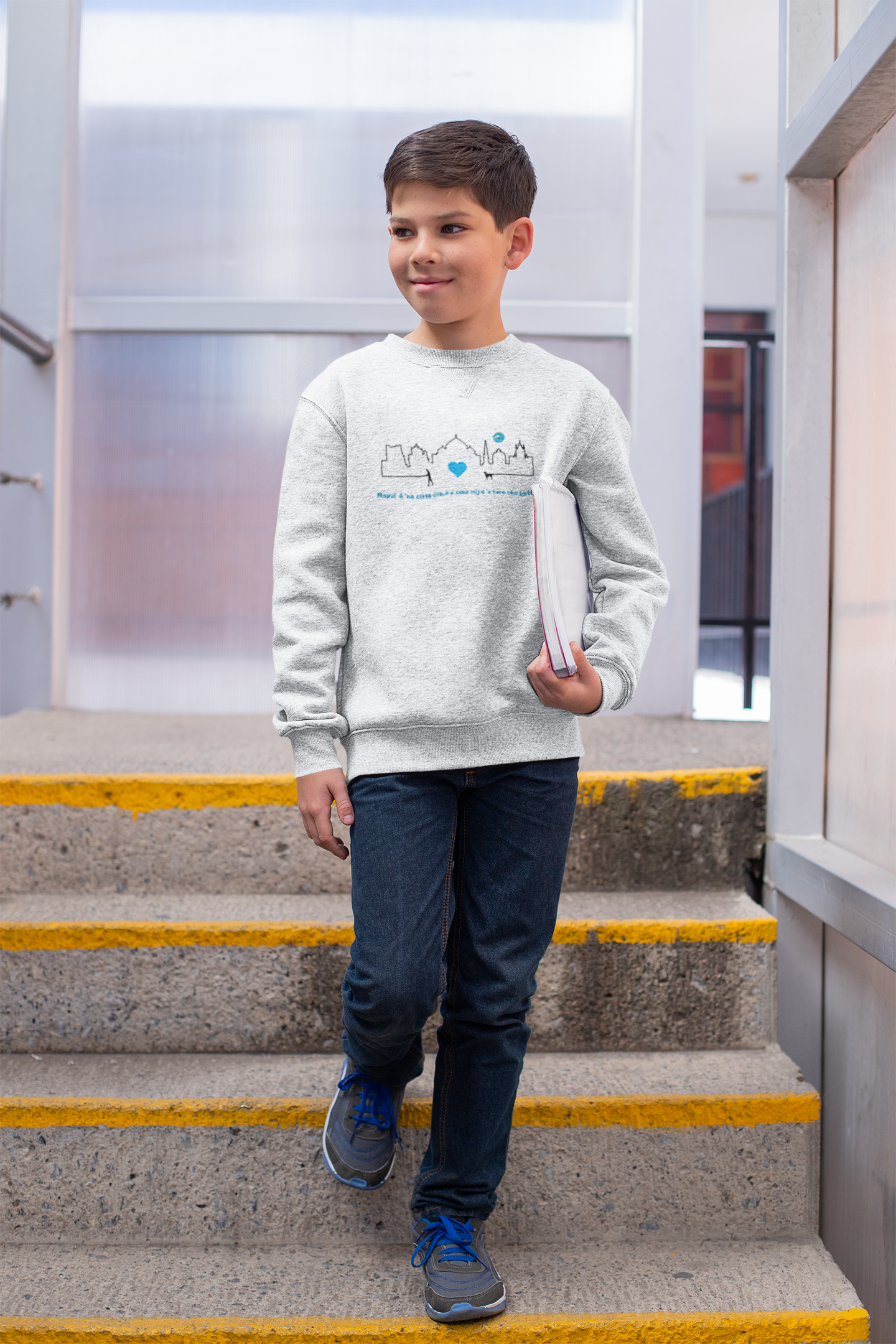 Felpa Bambino "Skyline Napoli & Cane" – 80% Cotone, Sicurezza REACH & Design Esclusivo