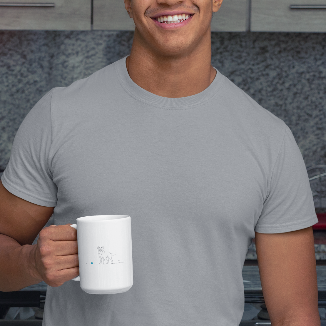 Tazza Labrador e cuore - Line Art