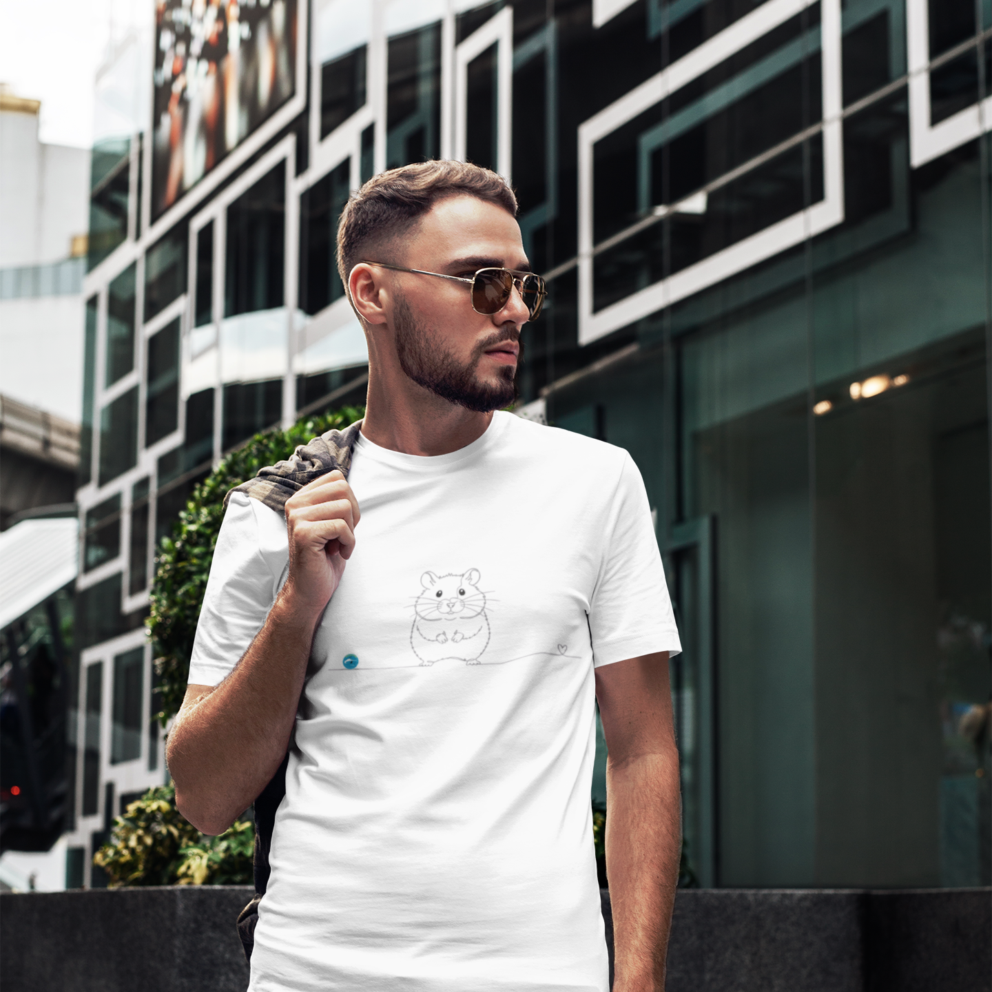 T-Shirt Unisex cotone biologico - Criceto e cuore - Line Art