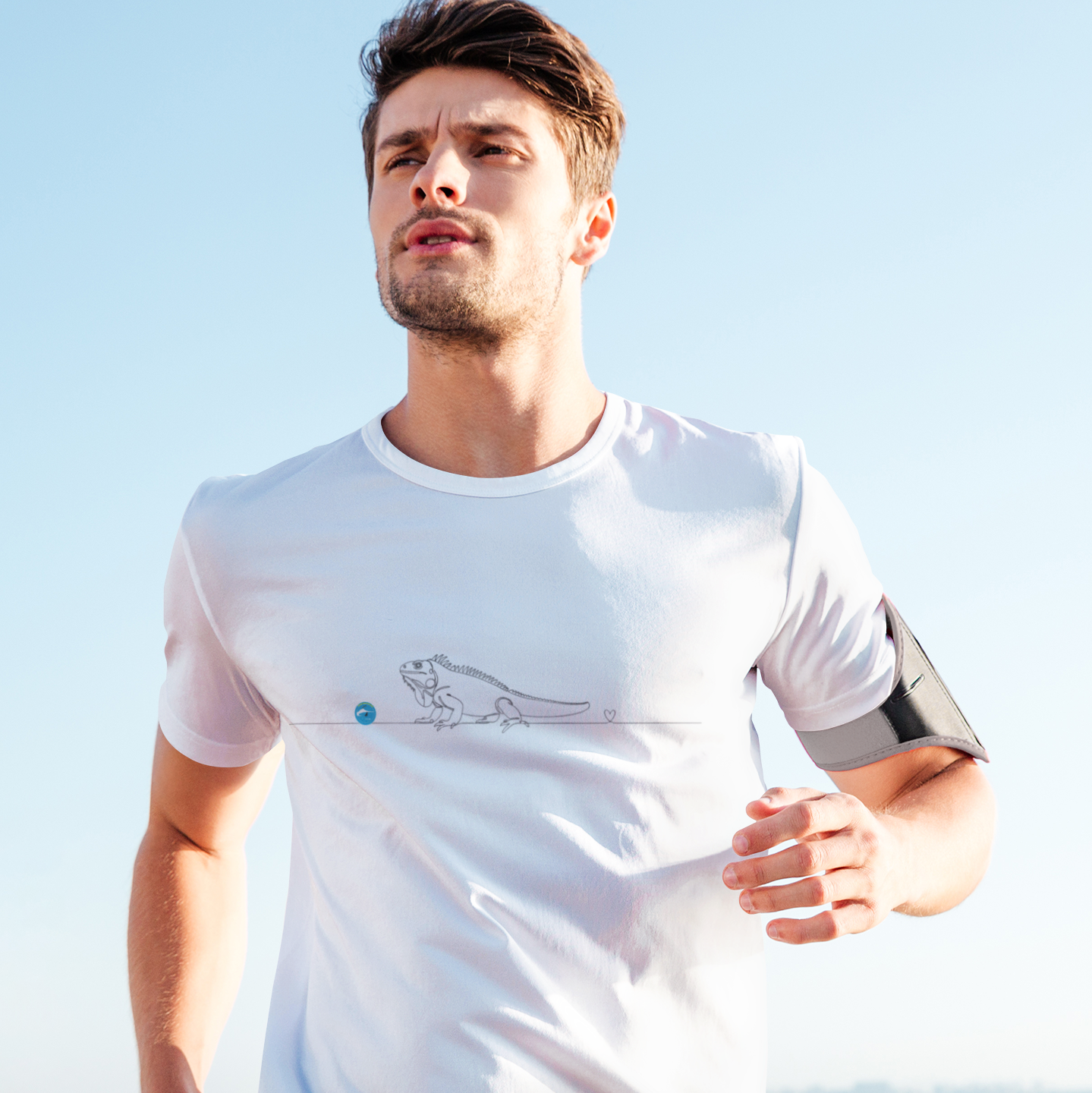 T-Shirt Unisex cotone biologico - Iguana e cuore - Line Art