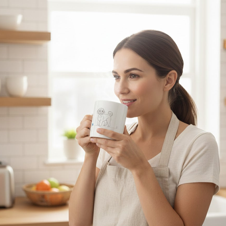 tazza con maltipoo line art 