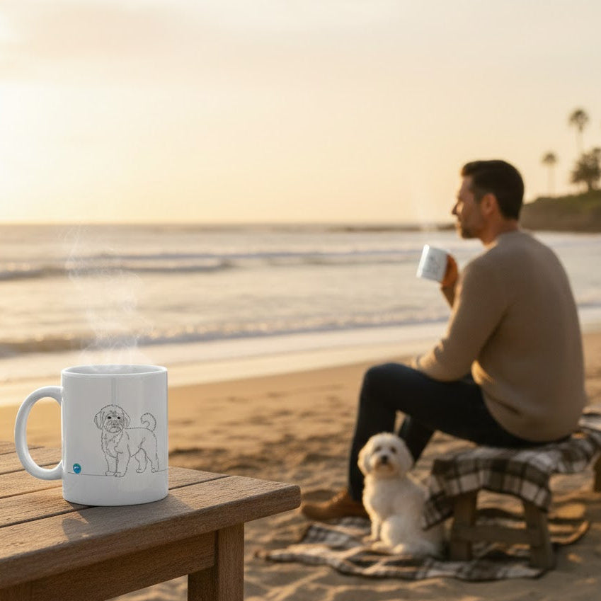 tazza con maltipoo line art 