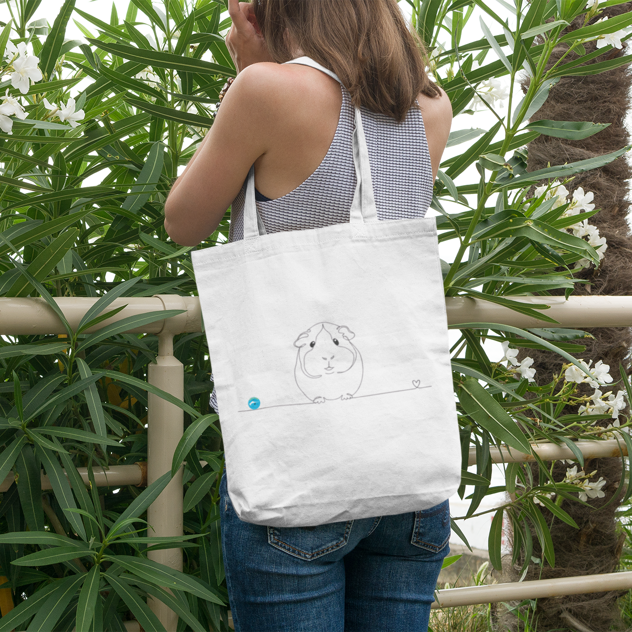 Borsa eco friendly - Porcellino d'India e cuore - Line Art