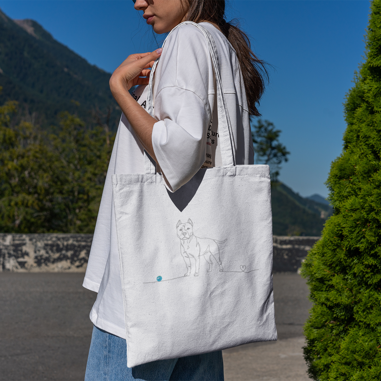 Borsa cotone eco-friendly - Pitbull e cuore - Line Art