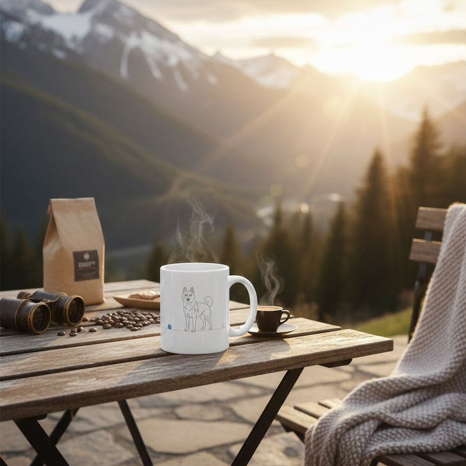 Tazza Husky e cuore - Line Art