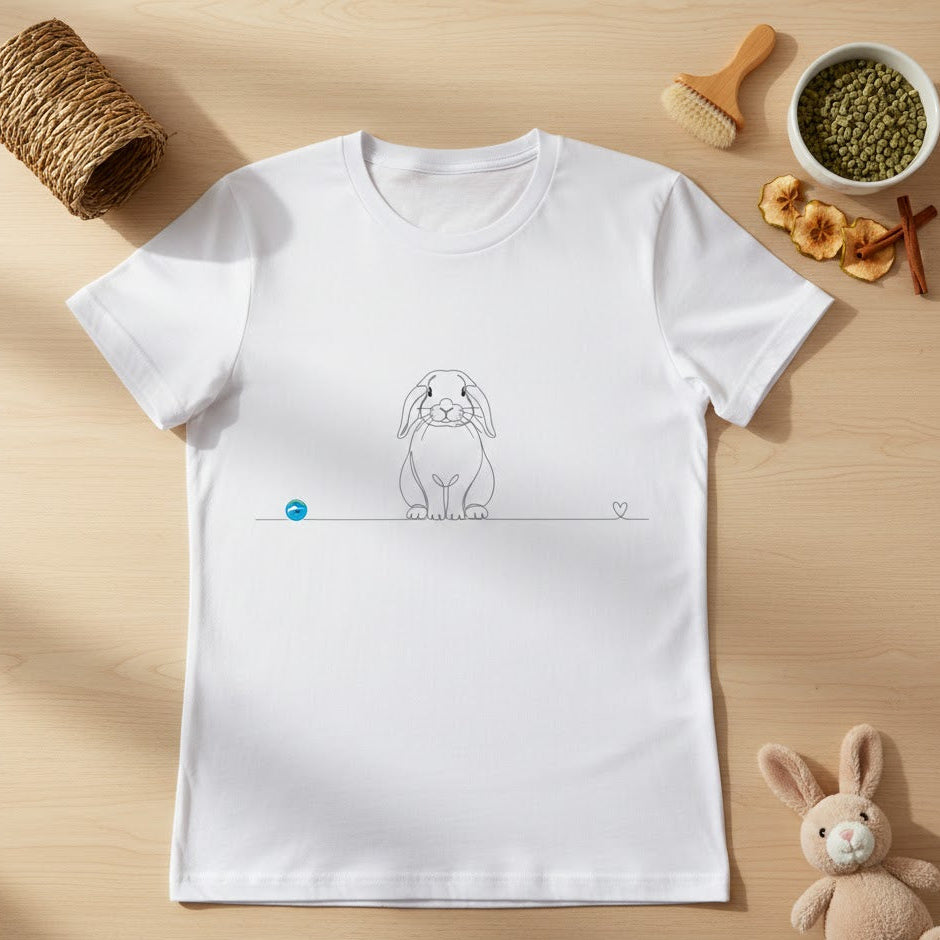 t-shirt con coniglio ariete line art