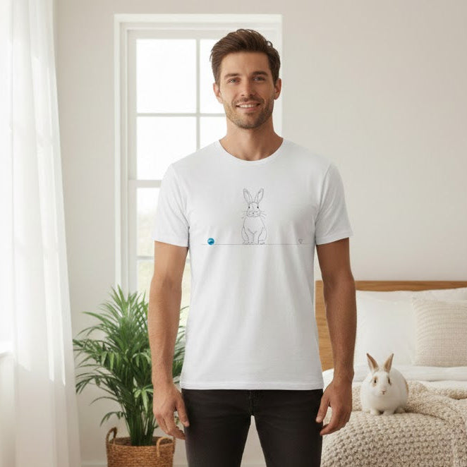 T-Shirt cotone biologico - Coniglio e cuore - Line Art