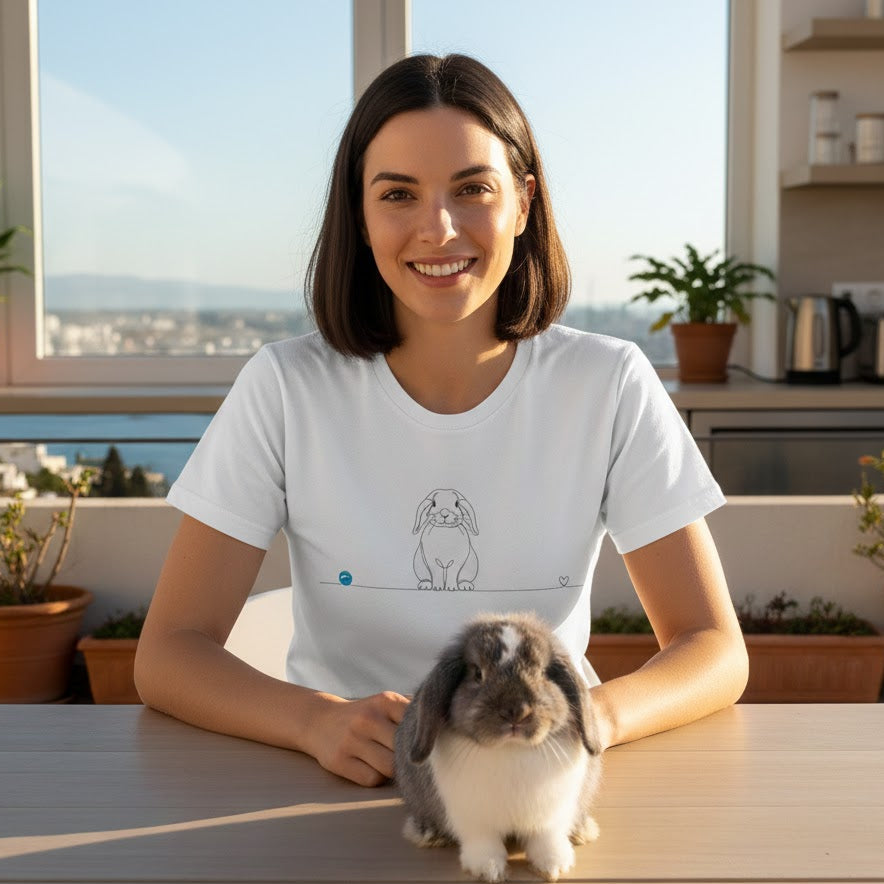 t-shirt con coniglio ariete line art