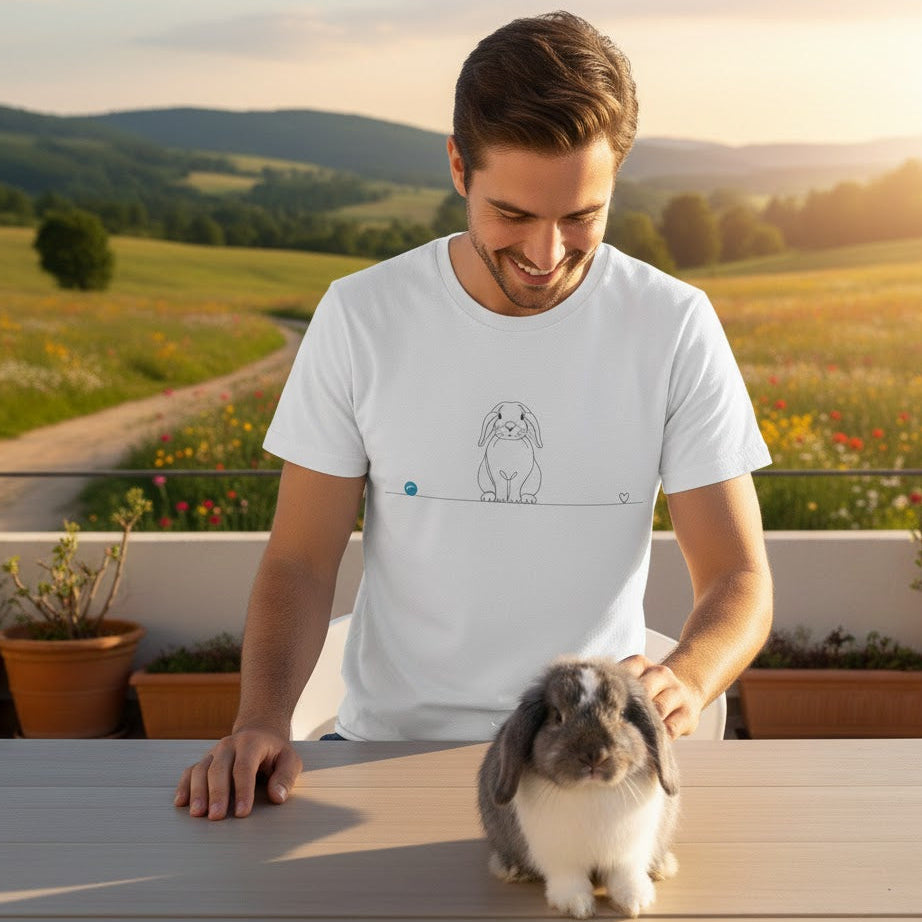 t-shirt con coniglio ariete line art