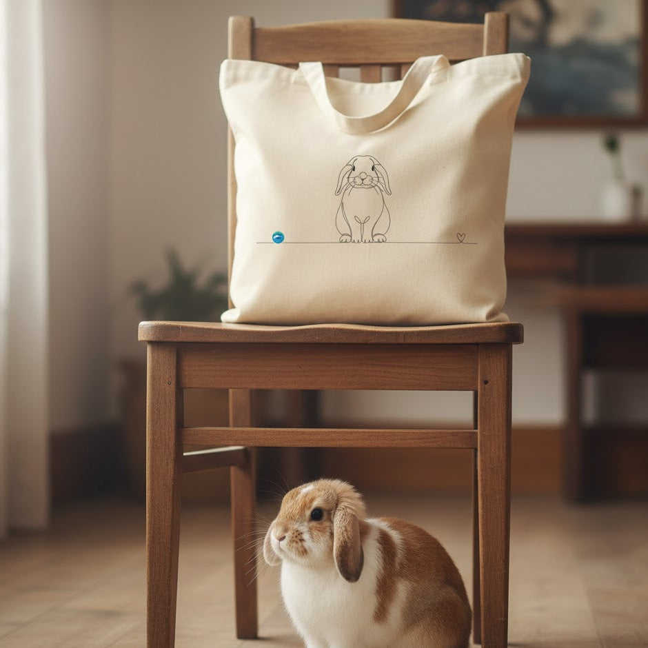 Borsa eco friendly - Coniglio ariete e cuore - Line Art