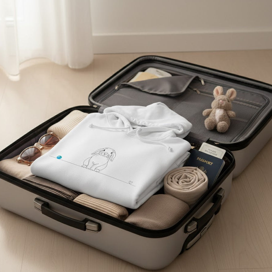 Felpa Unisex con Cappuccio - Coniglio Ariete e cuore - Line Art