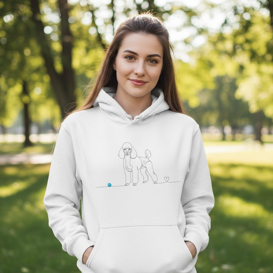 Felpa Unisex con Cappuccio - Barboncino e cuore - Line Art