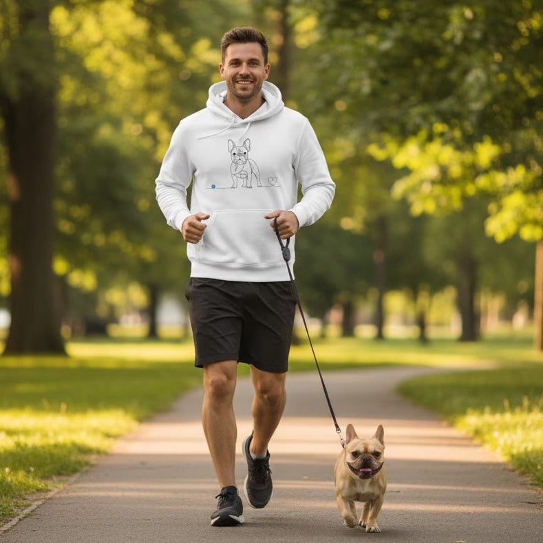 Felpa Unisex con Cappuccio - Bulldog Francese - Line Art