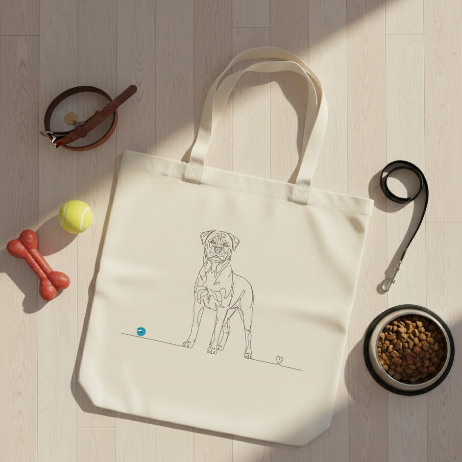 Borsa eco-friendly - Rottweiler e cuore - Line art