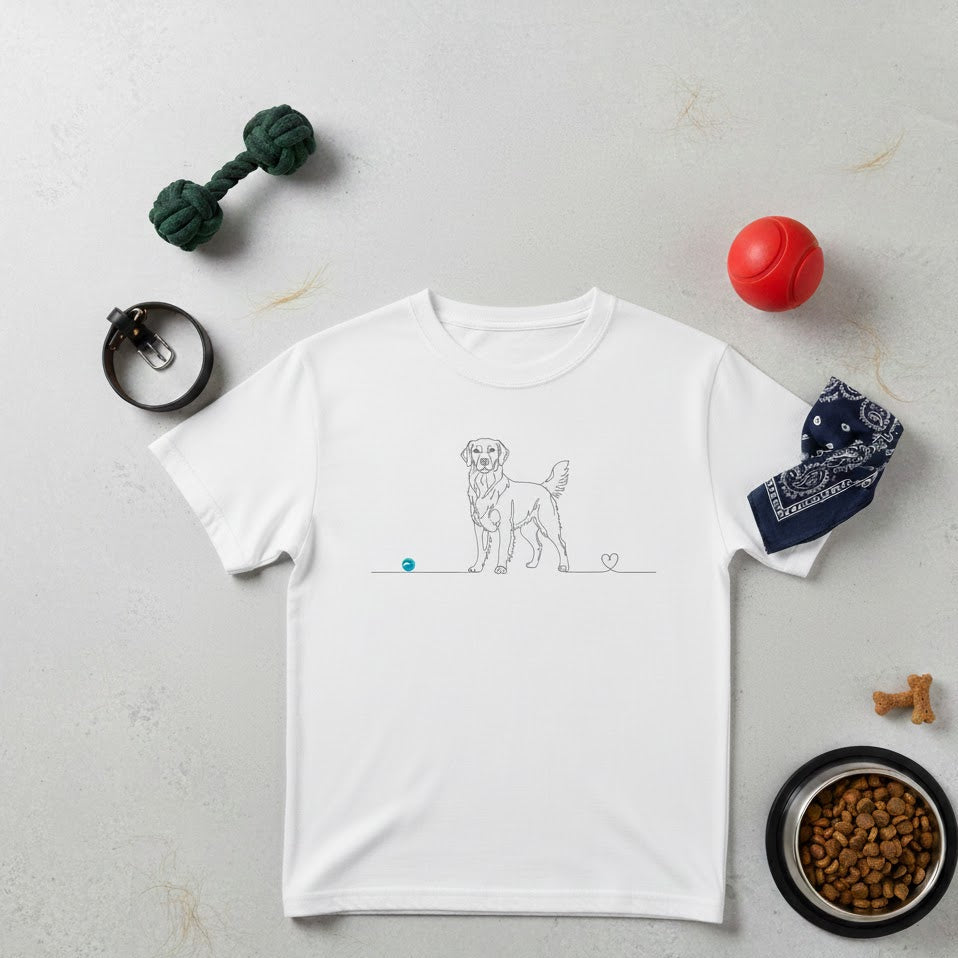 T-Shirt Unisex Cotone biologico - Golden Retriever - Line Art