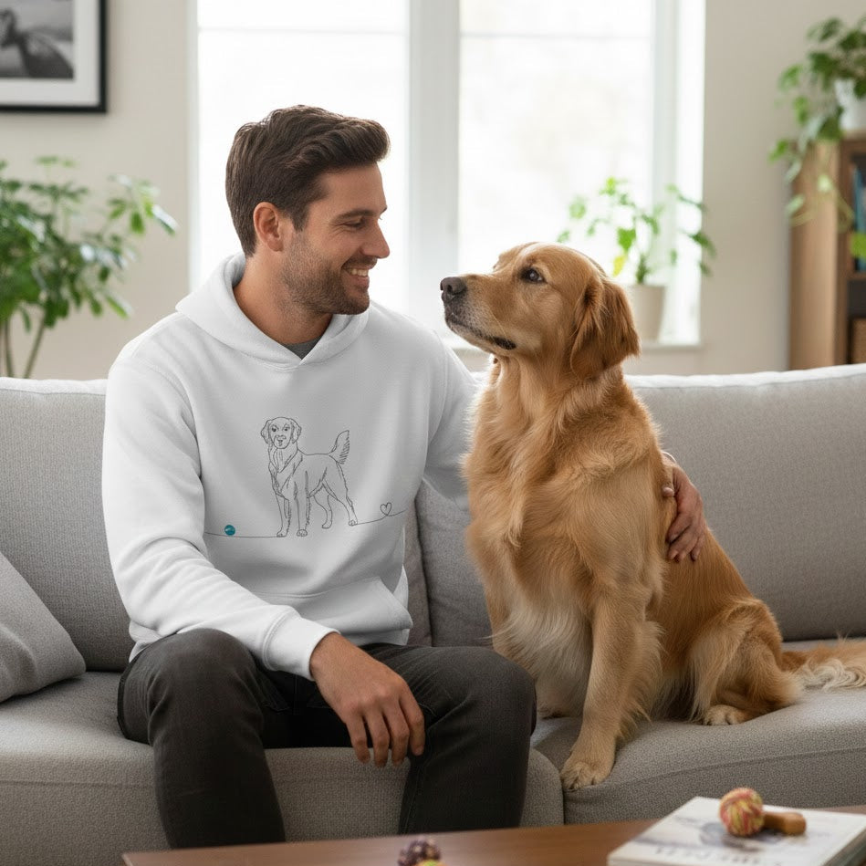 Felpa Unisex con Cappuccio - Golden Retriever - Line Art