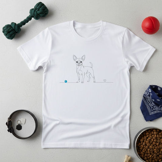 T-Shirt Unisex cotone Biologico - Chihuahua e cuore - Line Art