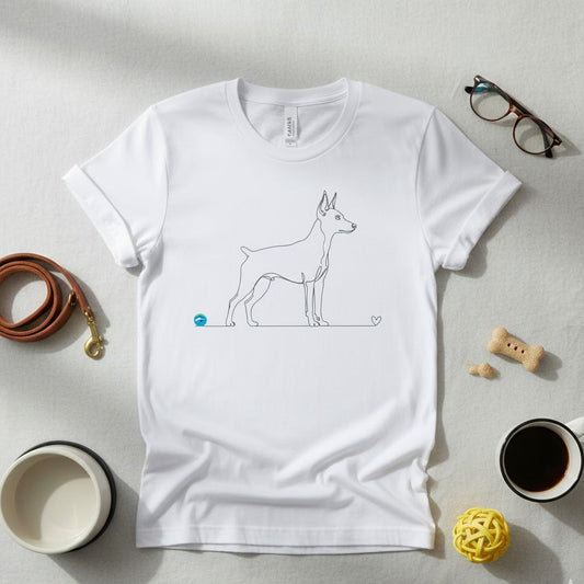 T-Shirt Unisex cotone biologico - Pinscher e cuore - Line Art