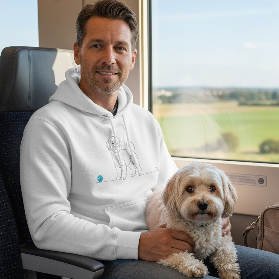 Felpa Unisex con Cappuccio - Maltipoo e cuore - Line Art