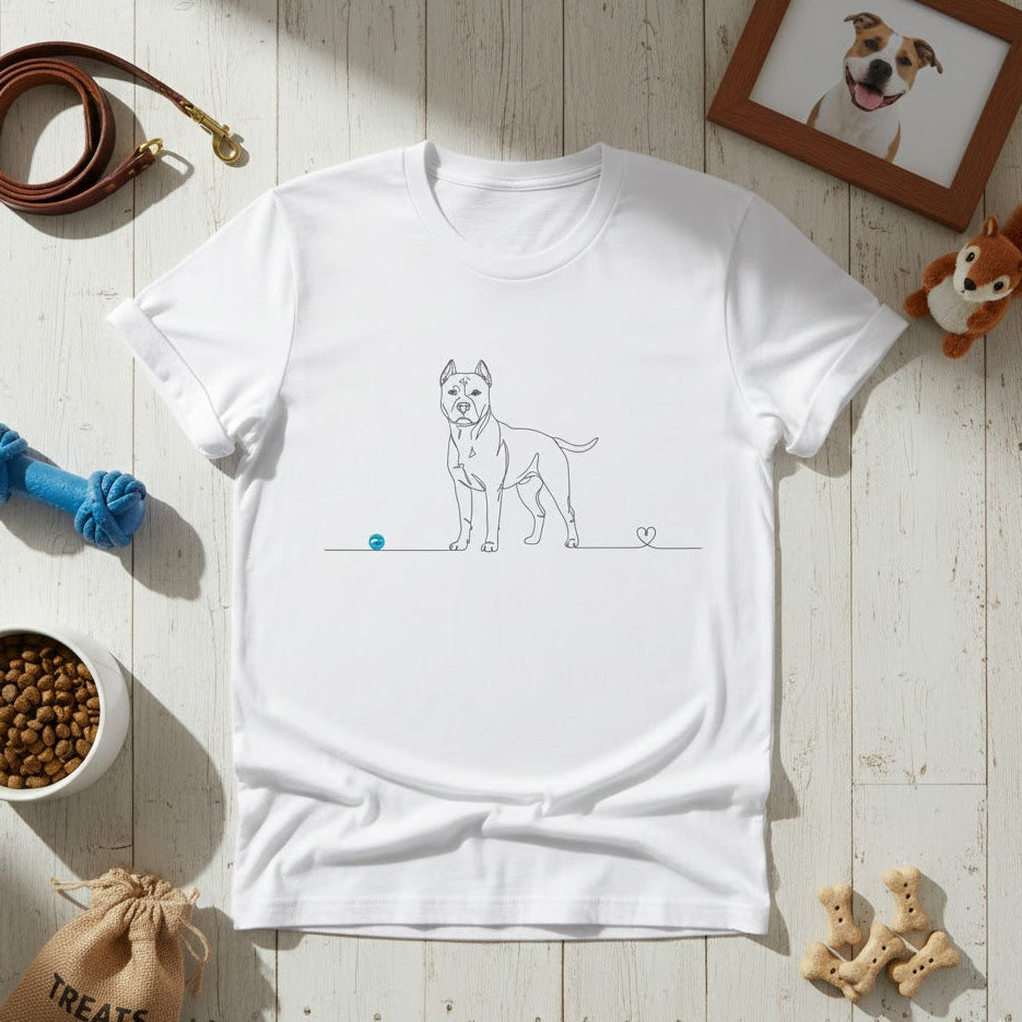 T-Shirt Unisex cotone biologico - Pitbull e cuore - Line Art
