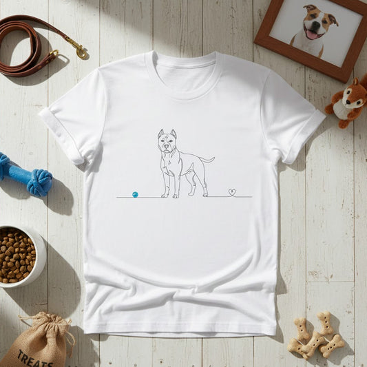 T-Shirt Unisex cotone biologico - Pitbull e cuore - Line Art