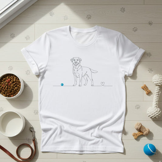 T-Shirt Unisex cotone biologico - Labrador e cuore - Line Art