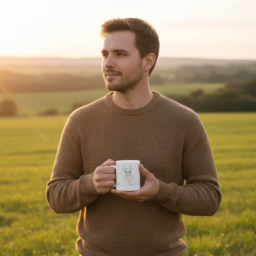 Tazza Bulldog Francese e cuore - Line Art