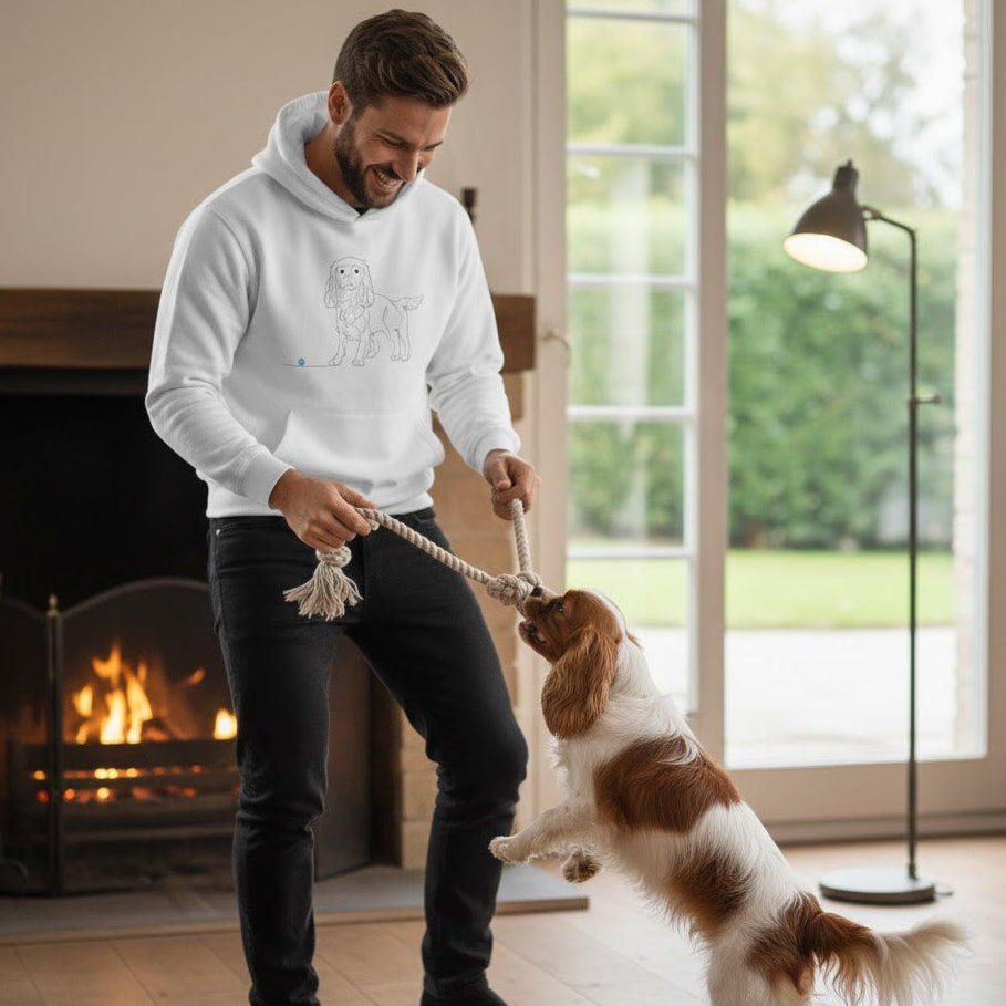 Felpa Unisex con Cappuccio - Cavalier King Charles - Line Art