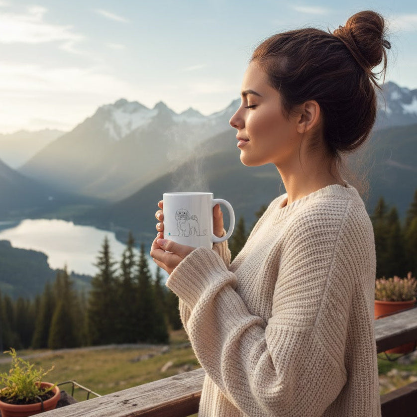 Tazza Maltese e cuore - Line Art